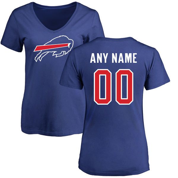 Women Buffalo Bills NFL Pro Line Royal Any Name and Number Logo Custom Slim Fit T-Shirt